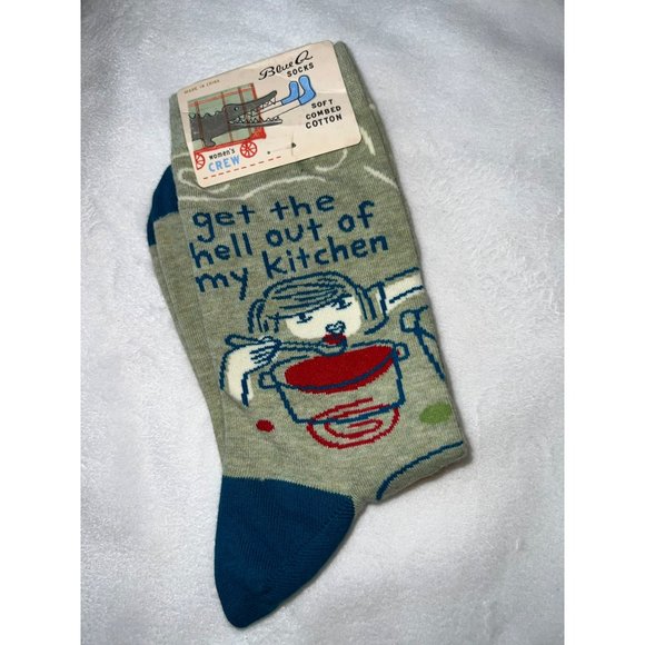 New Blue Q Get the Hell Out of My Kitchen Socks - Picture 2 of 4